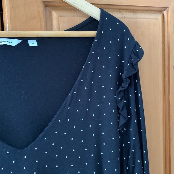 Reitmans Black Polka Dot V-Neck 3X - Picture 4 of 7